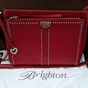 Brighton Red Crossbody Bag with Silver Accents